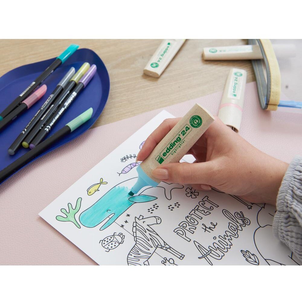 Set markere EDDING E24 EcoLine, 2-5 mm, 4 bucati, multicoloraEcoLine