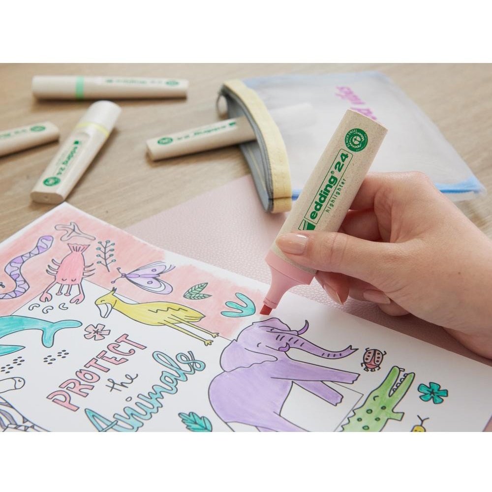 Set markere EDDING E24 EcoLine, 2-5 mm, 4 bucati, multicoloraEcoLine