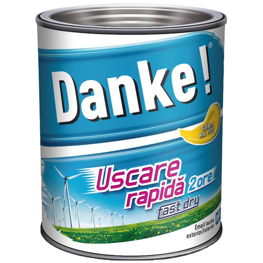 Email lucios cu uscare rapida DANKE, galben RAL 1018, 4 l