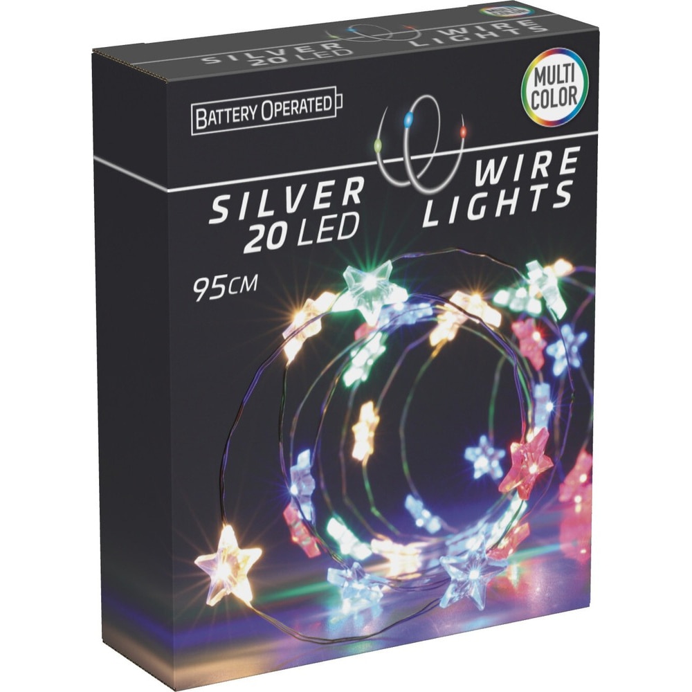 Ghirlanda luminoasa stelute, 20 LED, 0.95 m, multicolor