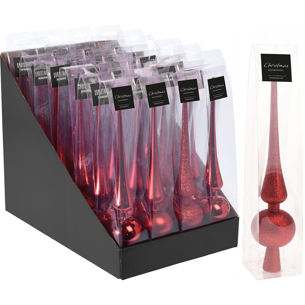 Varf pentru brad Craciun, 27.5 cm, plastic, rosu