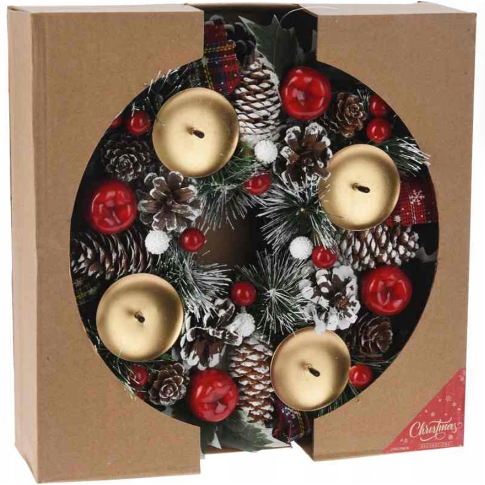 Coronita cu suport de lumanari, 40 cm, multicolor 