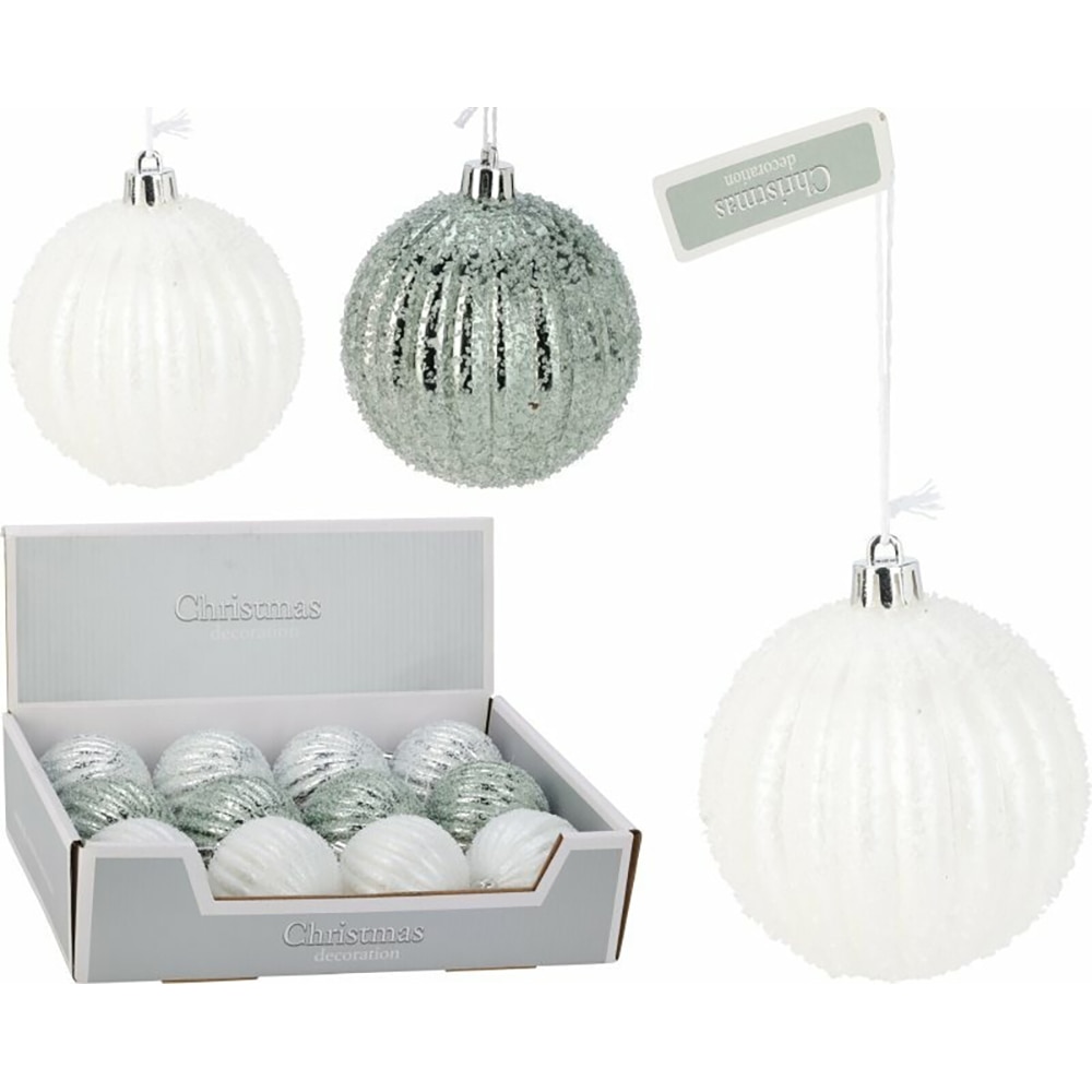 Glob pentru brad Craciun, finisaj gheata, 8 cm, polistiren, diverse modele