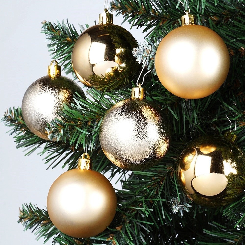 Set 9 globuri pentru brad Craciun, 6 cm, plastic, auriu