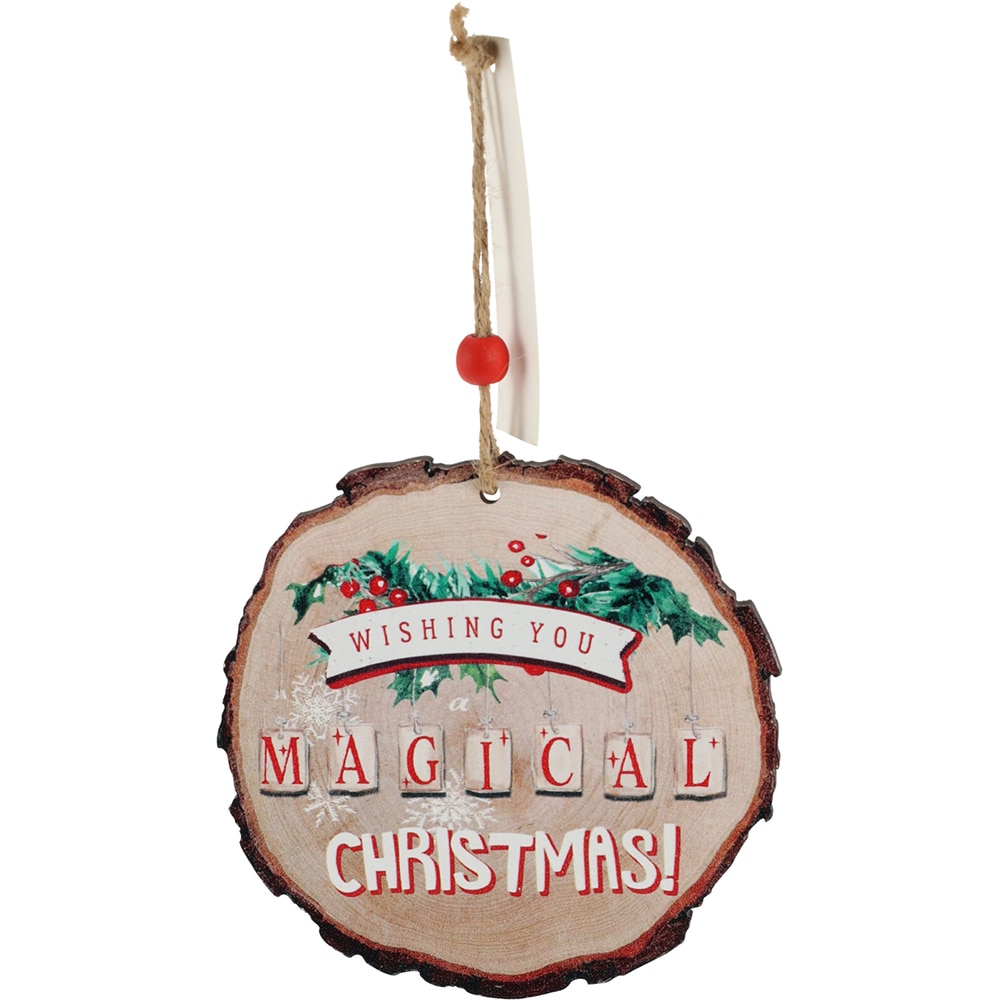 Decoratiune Rotunda Craciun, 11 cm, lemn, multicolor, diverse modele