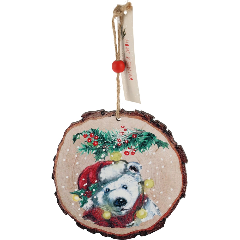 Decoratiune Rotunda Craciun, 11 cm, lemn, multicolor, diverse modele