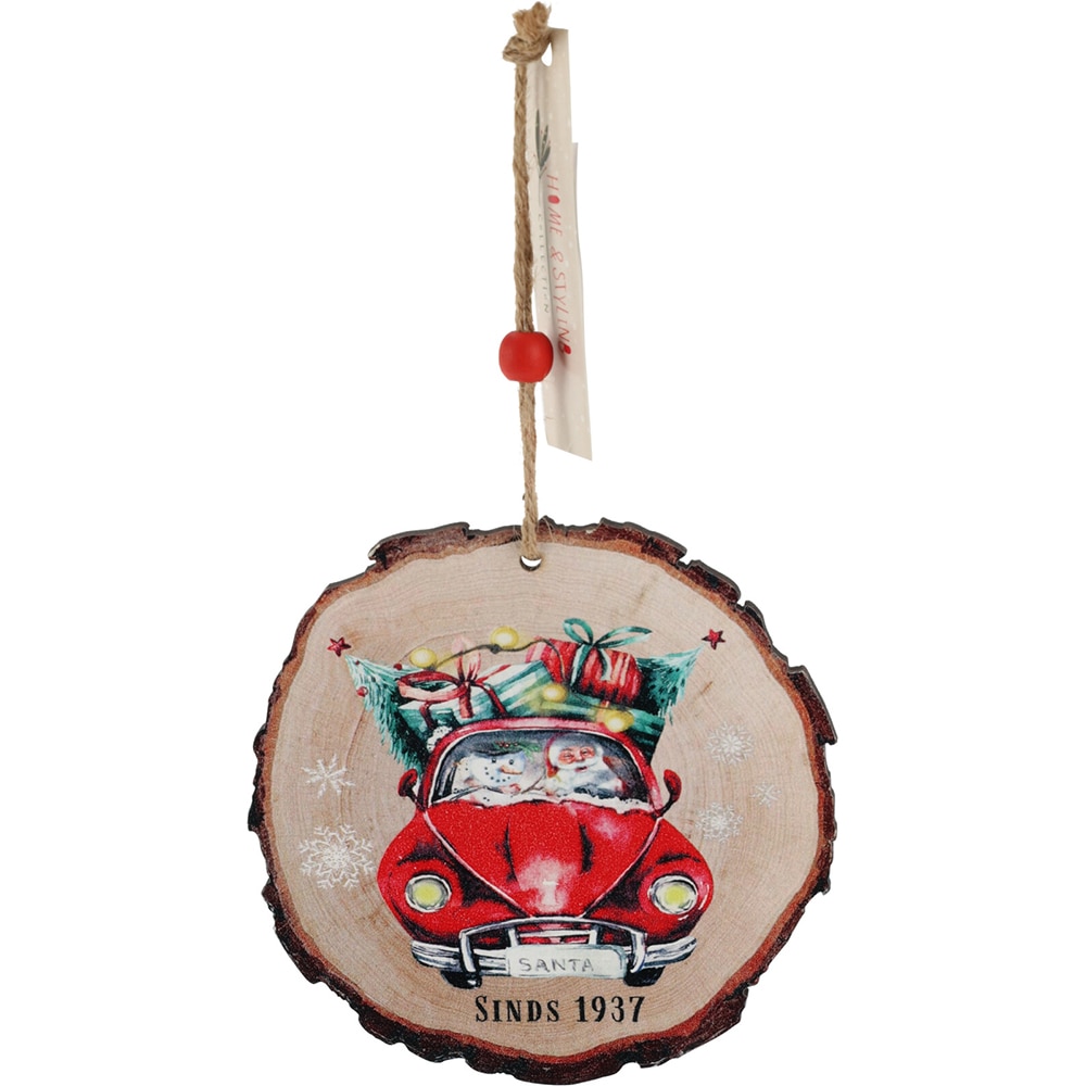 Decoratiune Rotunda Craciun, 11 cm, lemn, multicolor, diverse modele