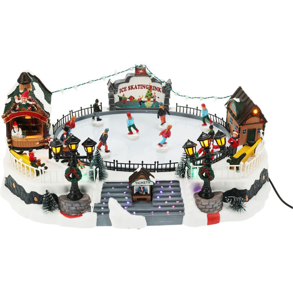 Decoratiune Scena Oras Craciun 20 LED-uri, 40 x 27.5 x 17 cm, multicolor