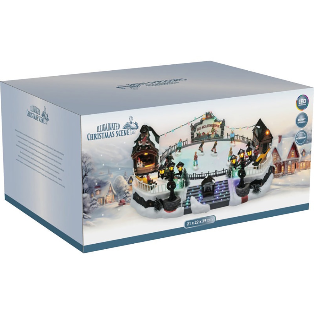 Decoratiune Scena Oras Craciun 20 LED-uri, 40 x 27.5 x 17 cm, multicolor