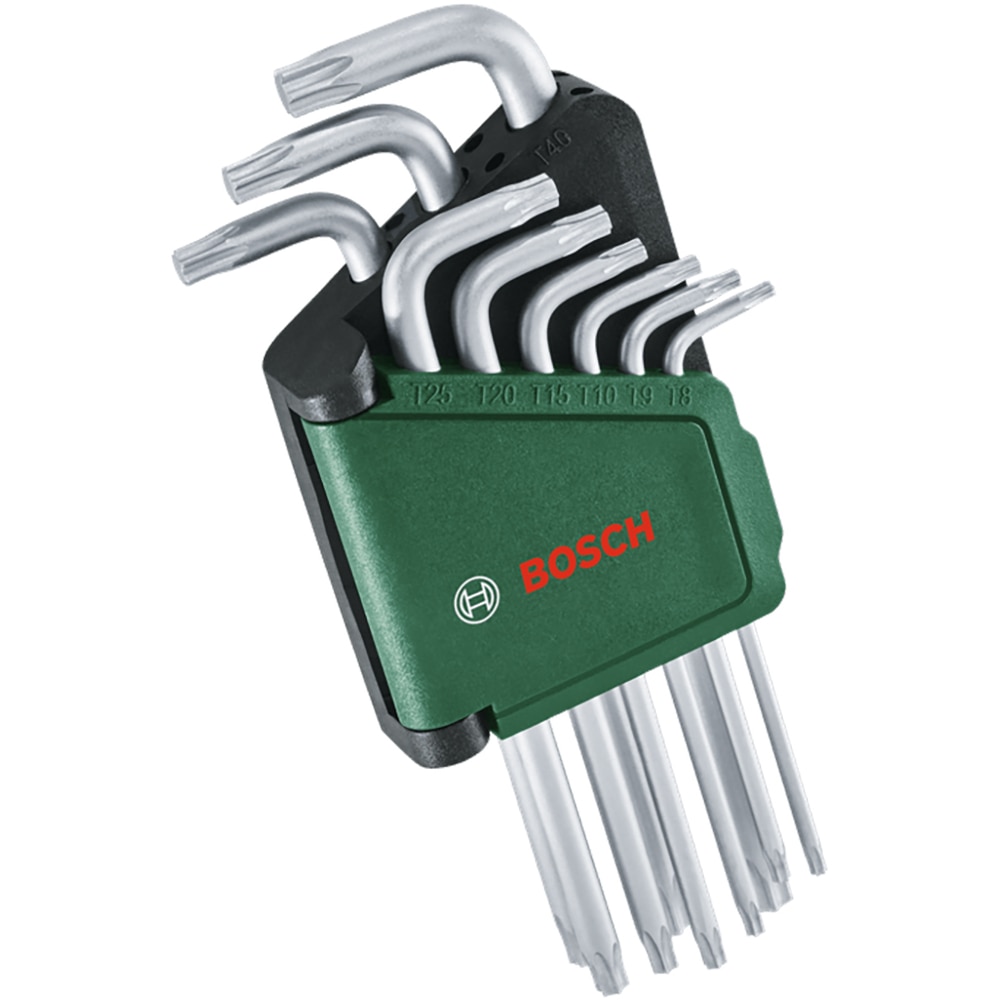 Kit chei torx BOSCH, TX8, TX9, TX10, TX15, TX20, TX25, TX27, TX30, TX40, otel, verde-negru