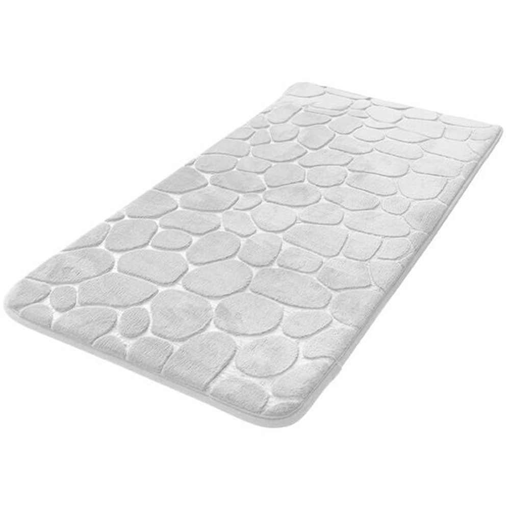 Covoras baie FRANDIS 195670, 50 x 80 cm, model pietre, alb