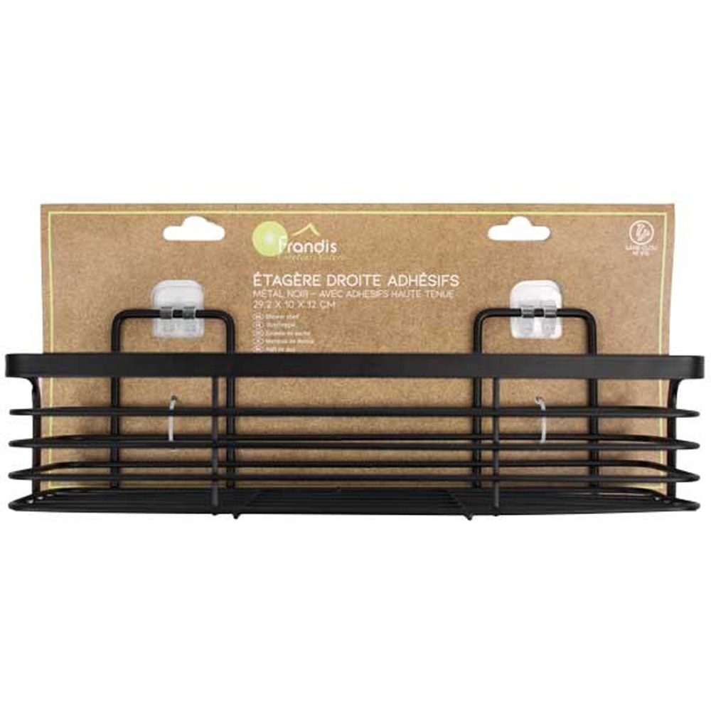 Etajera baie FRANDIS 190343, autoadeziva, metal, negru