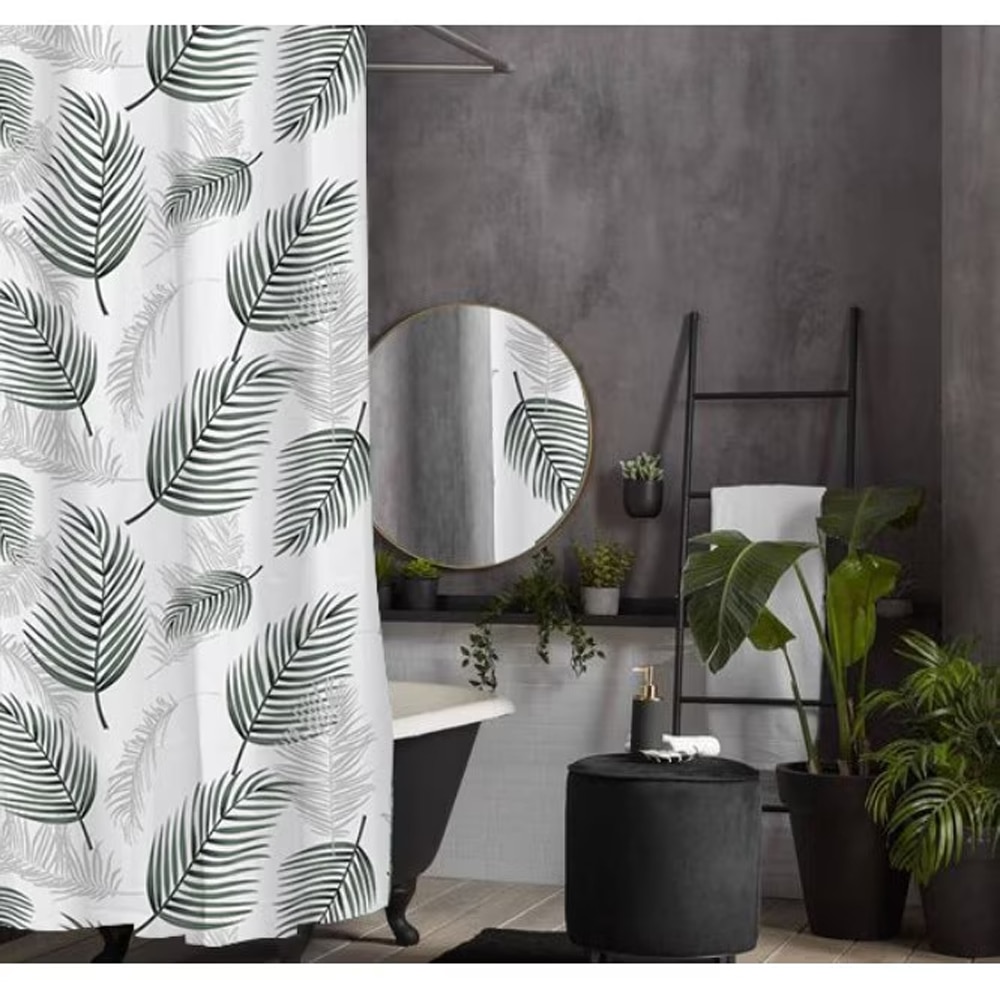 Perdea dus FRANDIS 195079, Feuilles, poliester, 180 x 200 cm, alb