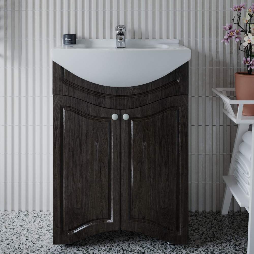 Set masca si lavoar SANITOP Fluture, 58 x 33 x 78 cm, wenge