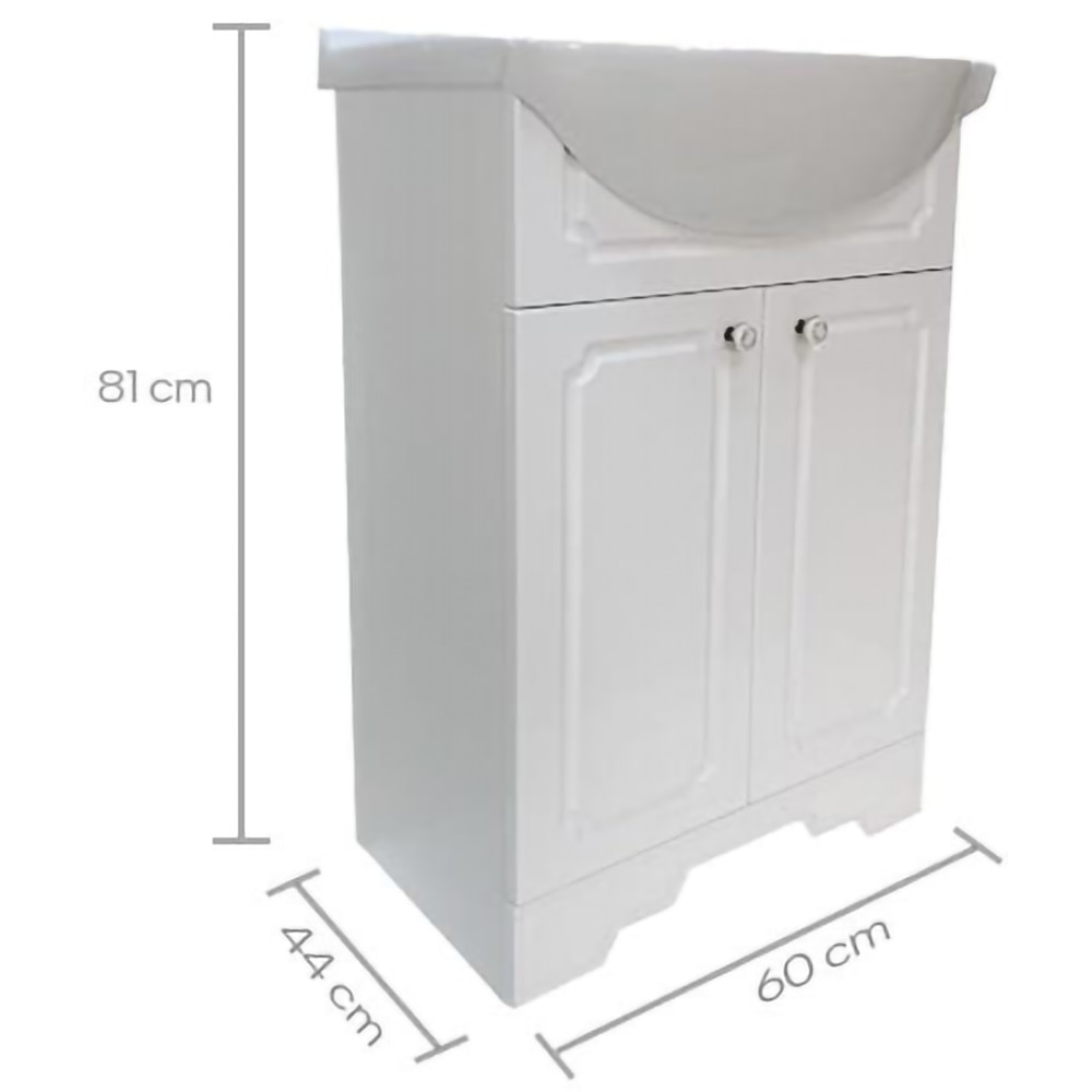 Set baza cu lavoar SANITOP, cu picioare, 60 x 44 x 81 cm, alb