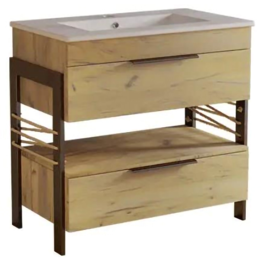 Set baza cu lavoar SANITOP Element, cu picioare, 70 x 45 x 81 cm, lemn