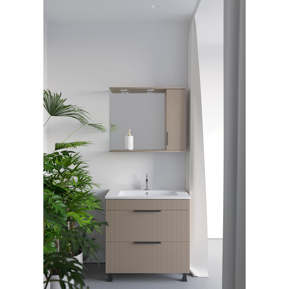 Oglinda baie cu dulap SANITOP Estriado, 80 x 16 x 68 cm, bej