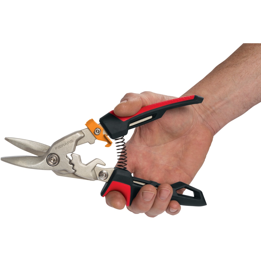 Foarfeca tabla FISKARS PowerGear, taietura pe stanga, otel, negru