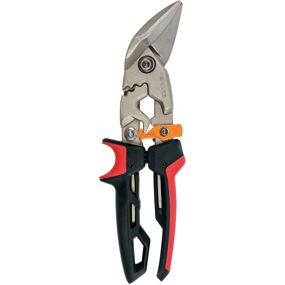 Foarfeca tabla FISKARS PowerGear, cotita pe stanga, otel, negru