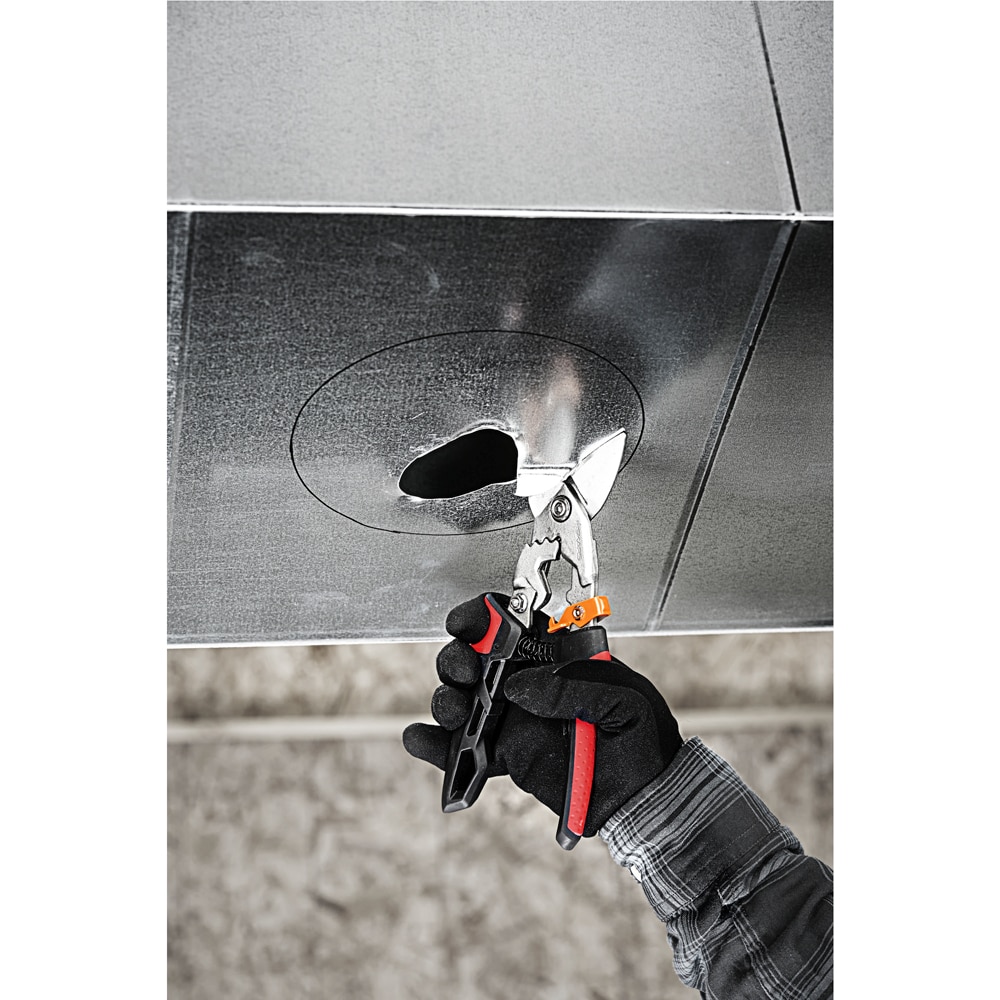 Foarfeca tabla FISKARS PowerGear, cotita pe stanga, otel, negru