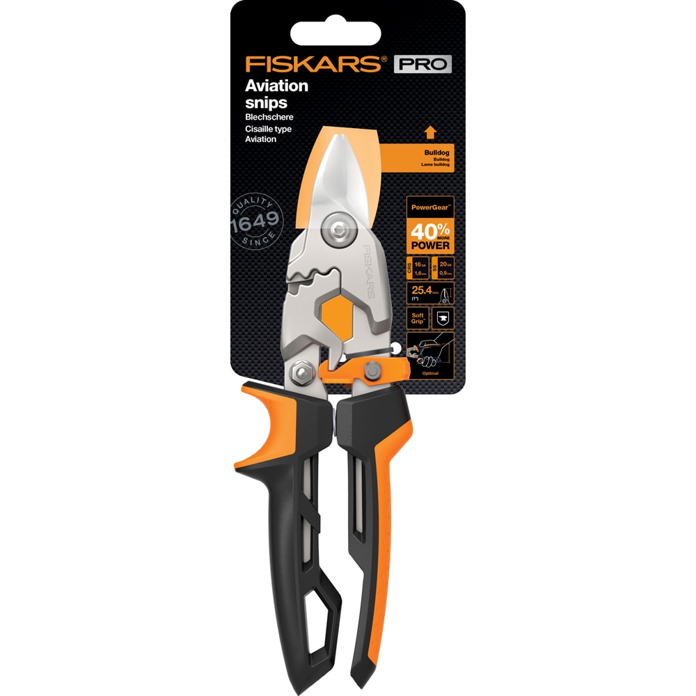 Foarfeca tabla FISKARS PowerGear, bulldog, otel, negru