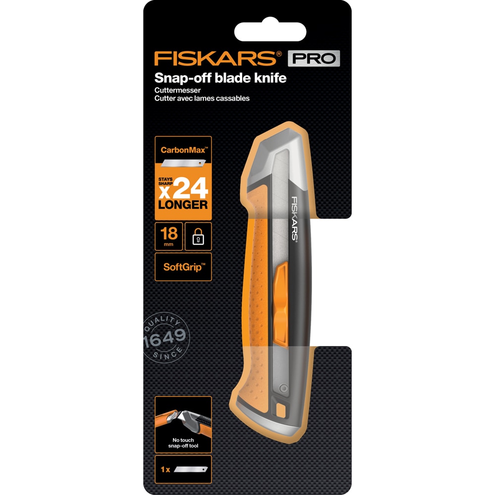 Cutit Snap-off FISKARS CarbonMax, 18mm, metal, negru