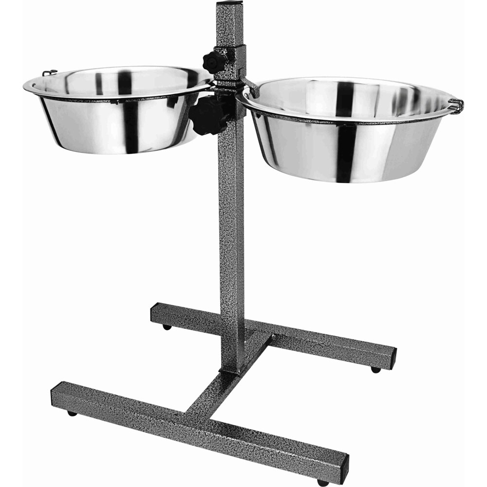 Set 2 castroane pentru caini Enjoy, suport reglabil, inox, 2.75 l