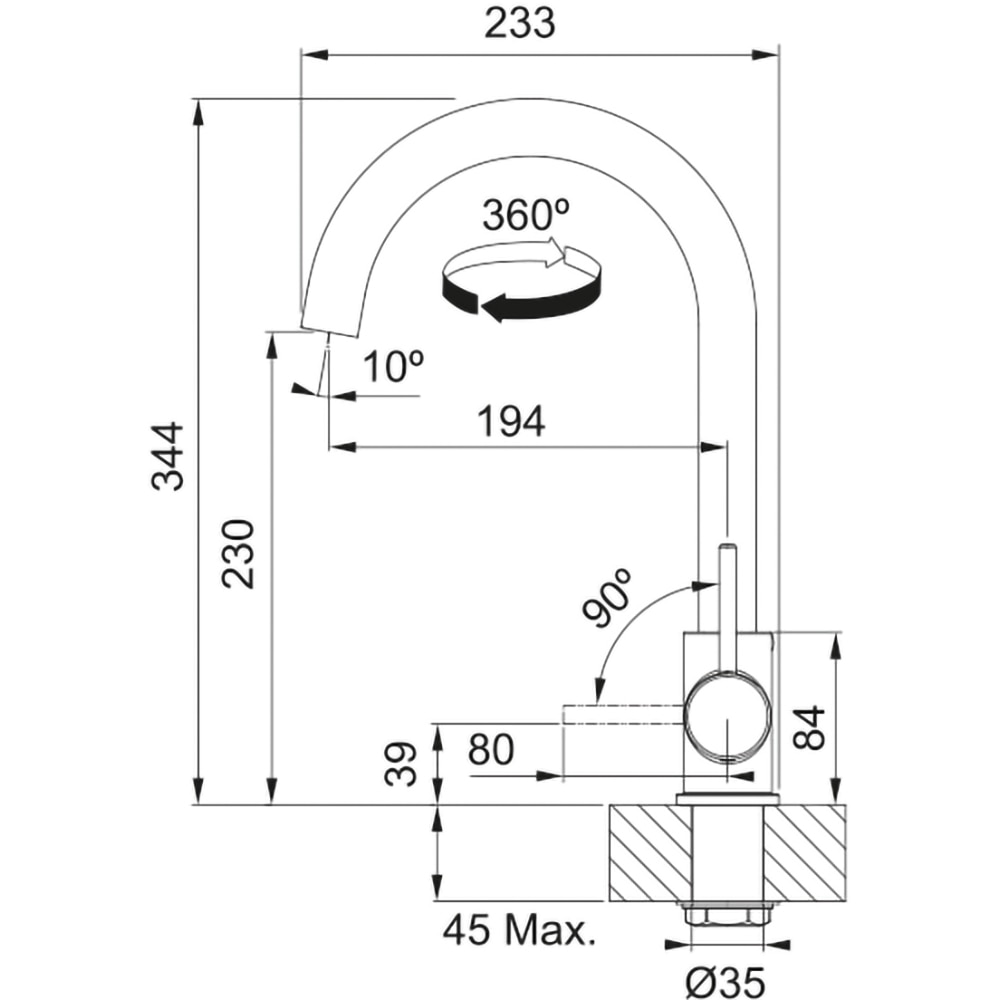 Baterie bucatarie FRANKE Pola 2.0, pipa inalta, alama, avena