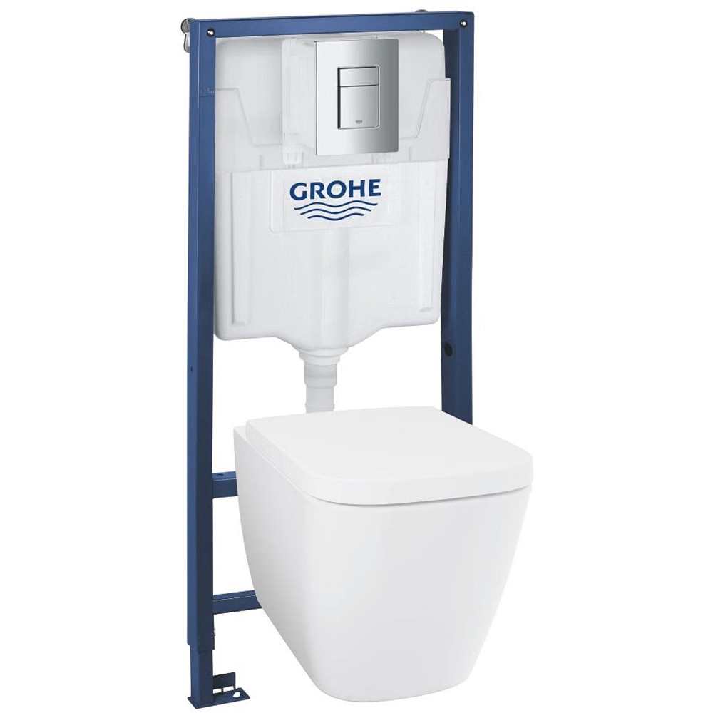 Set vas WC suspendat GROHE Rapid SL 4in1 BauEdge 120184SH00, ceramica, rezervor 3-6l, capac SoftClose, clapeta actionare, alb