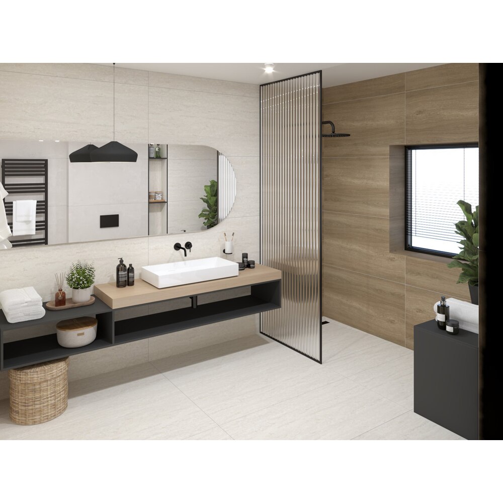 Gresie interior/exterior Travertin, bej, portelanata, 60 x 120 cm, 1.44 mp/cutie, PEI 4