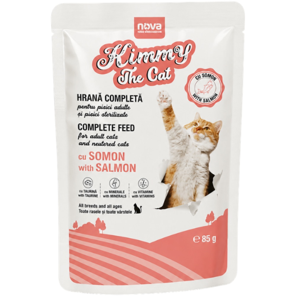 Hrana umeda pentru pisici KIMMY THE CAT PUI, Adult, Somon, 85 g