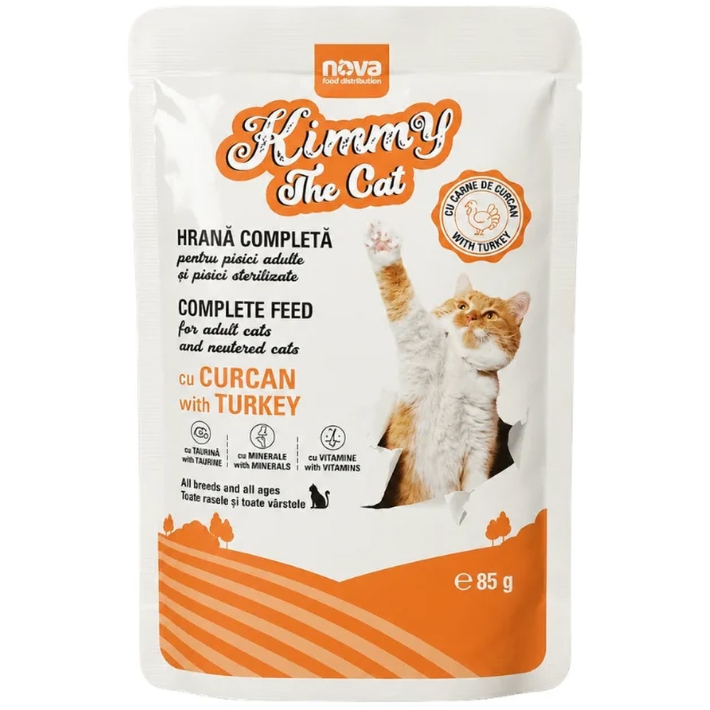 Hrana umeda pentru pisici KIMMY THE CAT PUI, Adult, Curcan, 85 g