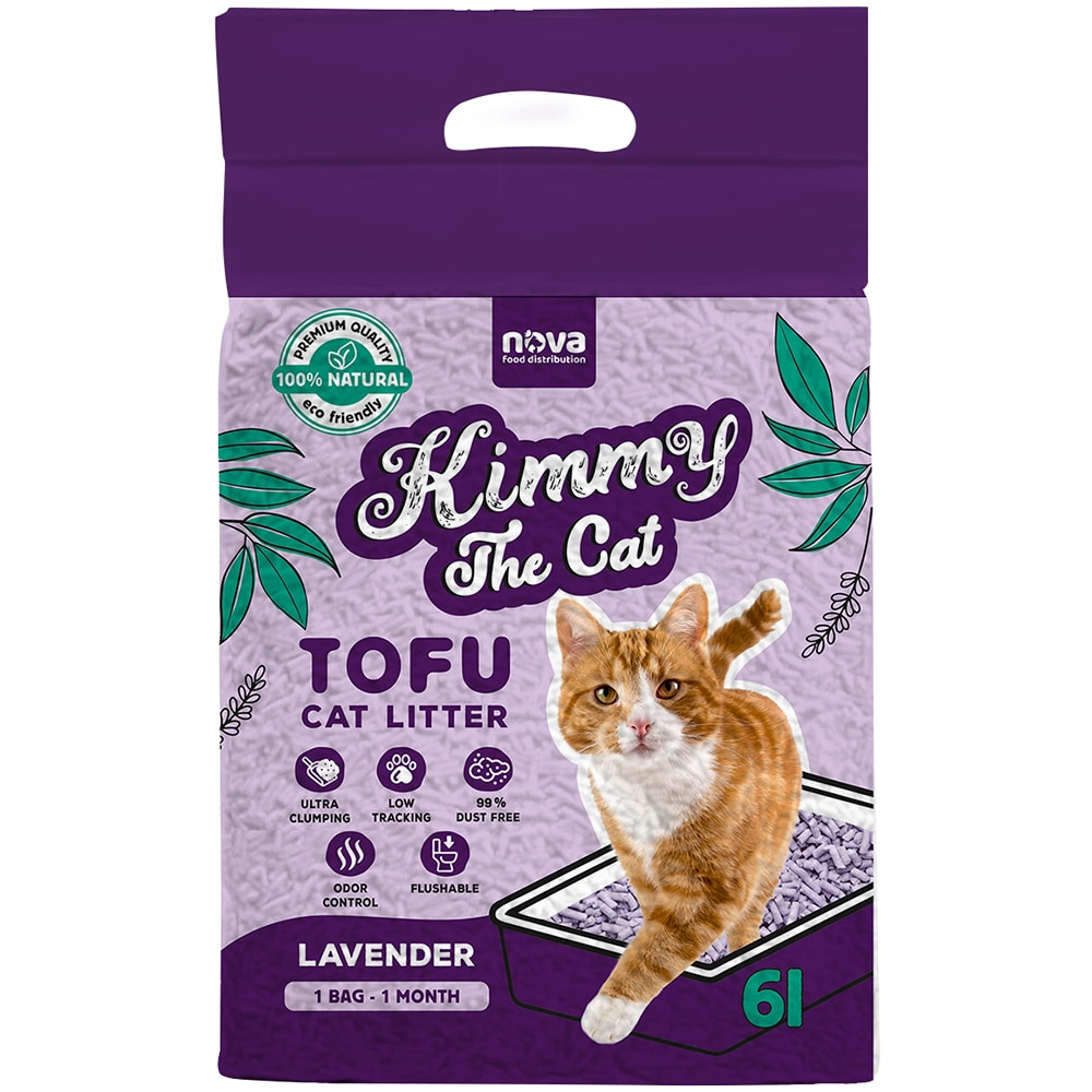 Asternut igienic pentru pisici KIMMY THE CAT Tofu Lavanda, 6 l