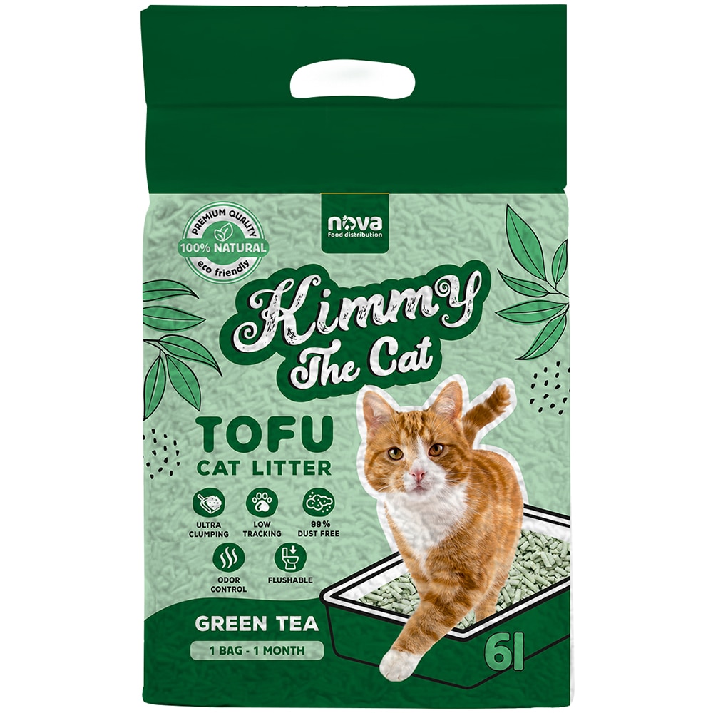 Asternut igienic pentru pisici KIMMY THE CAT Tofu Green Tea, 6 l