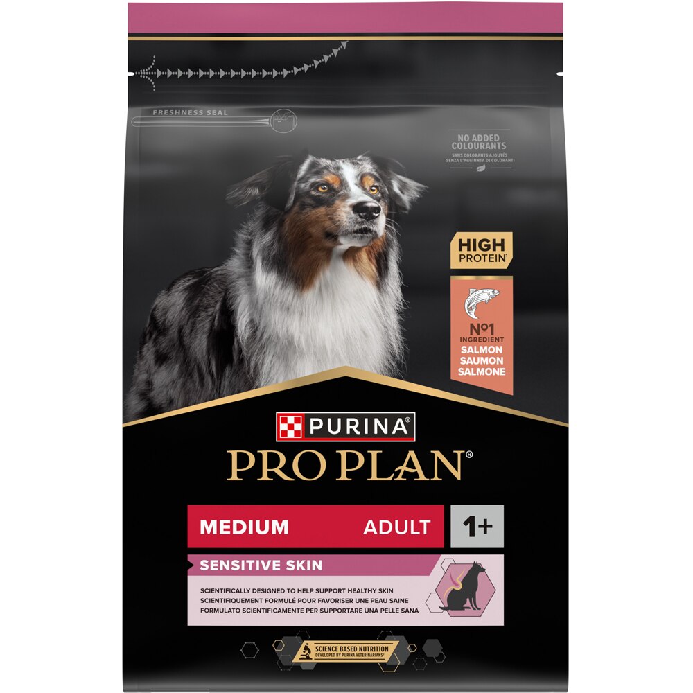 Hrana uscata pentru caini PURINA PRO PLAN Sensitive Skin Medium, Adult, Somon, 3 kg