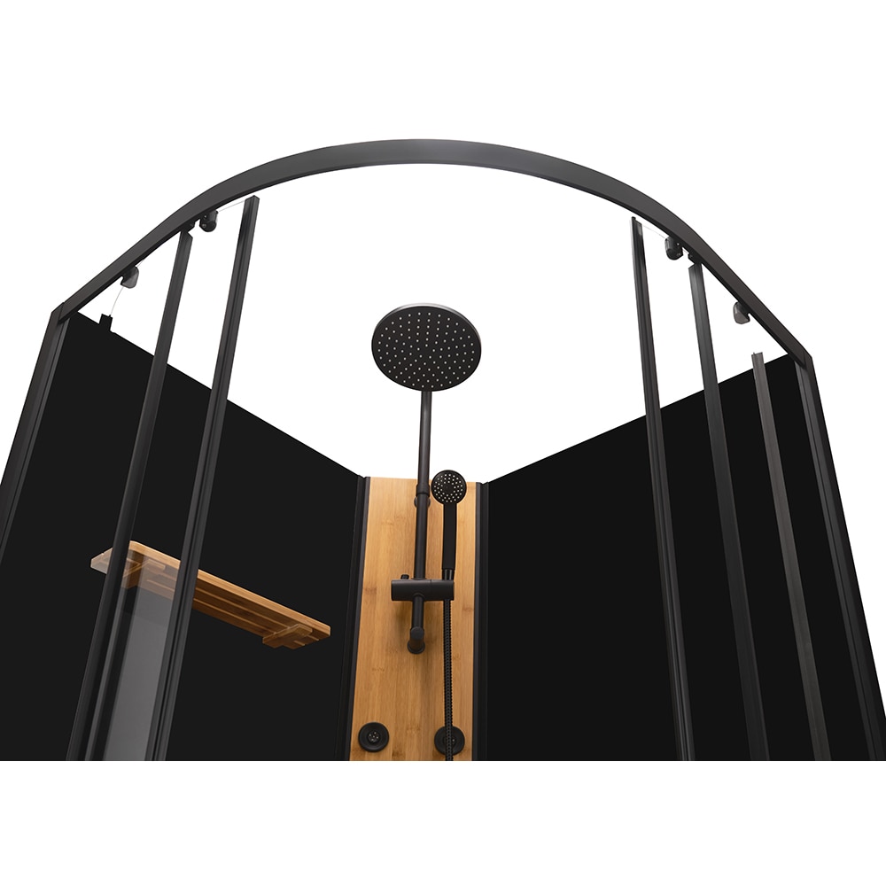 Cabina dus cu hidromasaj BAMBOO 1232B, semirotunda, profil aluminiu, sticla securizata 4mm, 90 x 90 x 225 cm, negru-maro