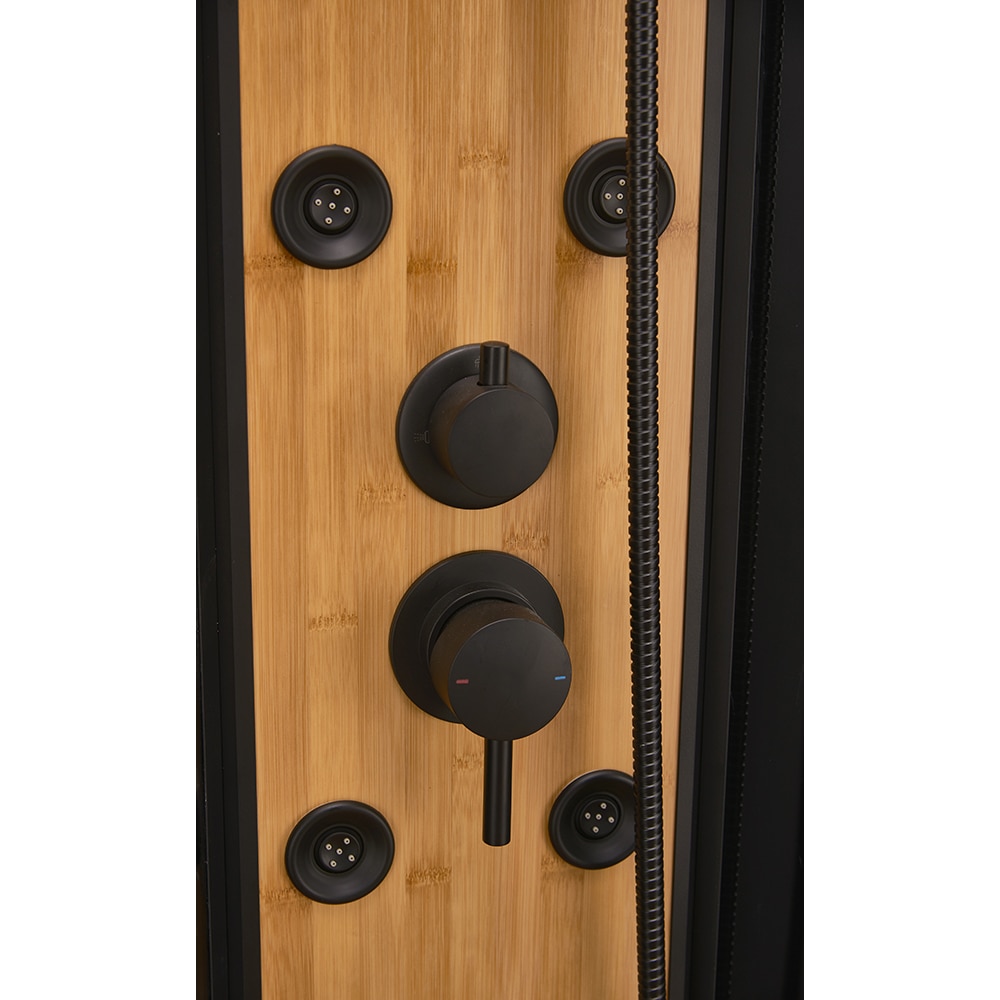 Cabina dus cu hidromasaj BAMBOO 1232B, semirotunda, profil aluminiu, sticla securizata 4mm, 90 x 90 x 225 cm, negru-maro