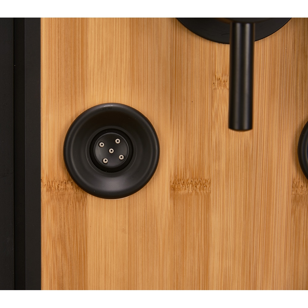 Cabina dus cu hidromasaj BAMBOO 1232B, semirotunda, profil aluminiu, sticla securizata 4mm, 90 x 90 x 225 cm, negru-maro