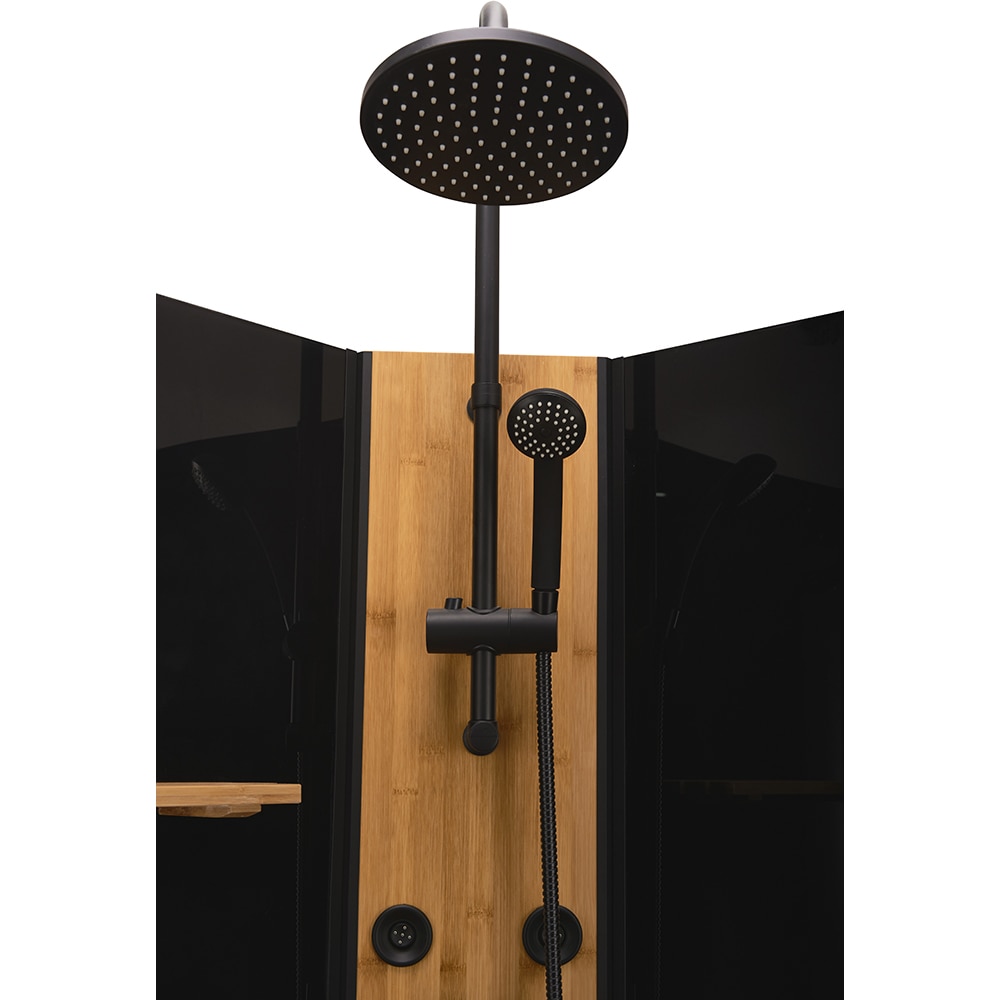 Cabina dus cu hidromasaj BAMBOO 1232B, semirotunda, profil aluminiu, sticla securizata 4mm, 90 x 90 x 225 cm, negru-maro