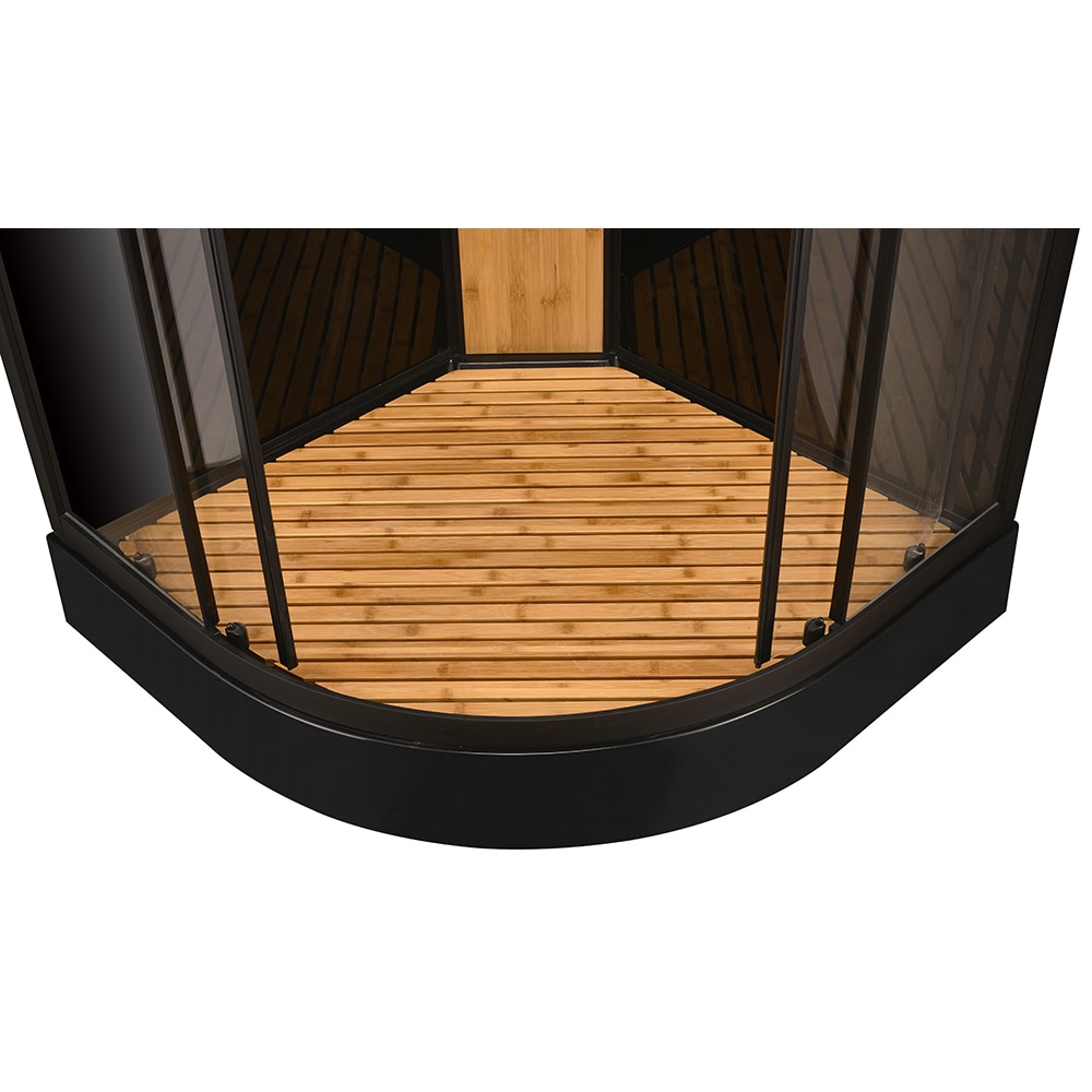 Cabina dus cu hidromasaj BAMBOO 1232B, semirotunda, profil aluminiu, sticla securizata 4mm, 90 x 90 x 225 cm, negru-maro