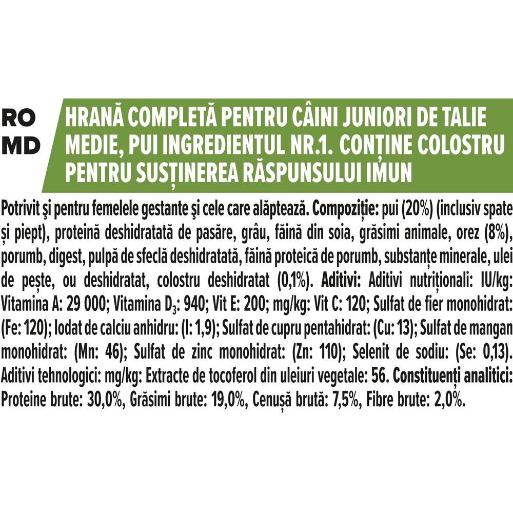 Hrana uscata pentru caini PURINA PRO PLAN Healthy Start, Junior, Pui, 12 kg