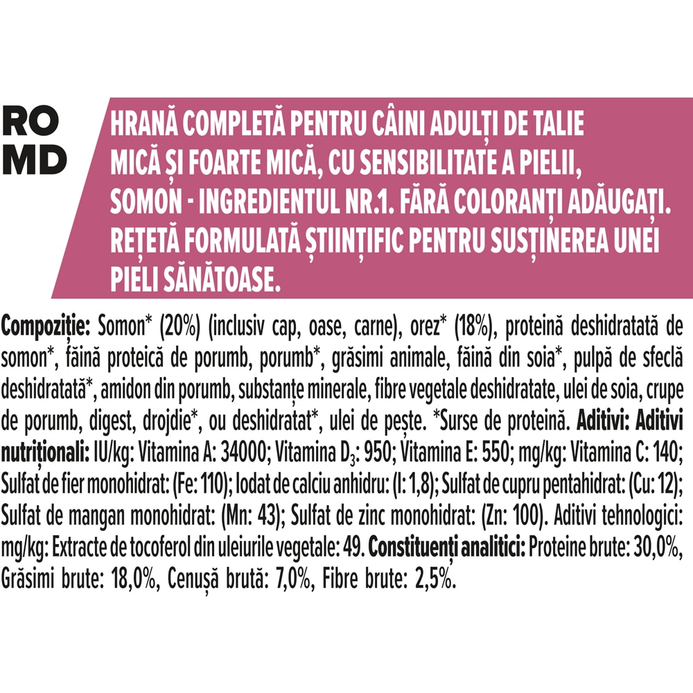 Hrana uscata pentru caini PURINA PRO PLAN Sensitive Skin Small & Mini, Adult, Somon, 7 kg