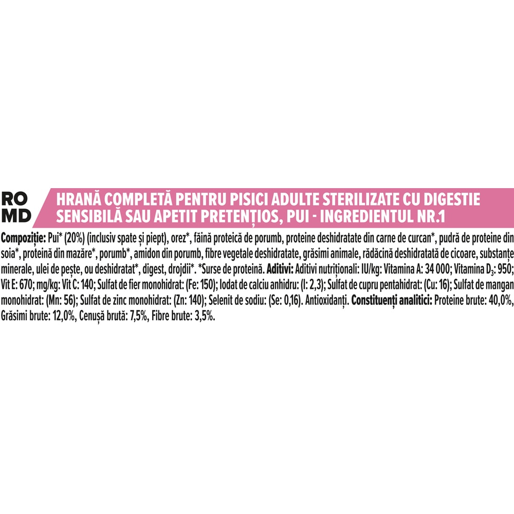 Hrana uscata pentru pisici PURINA PRO PLAN Delicate Digestion Sterilised, Adult, Pui, 10 kg