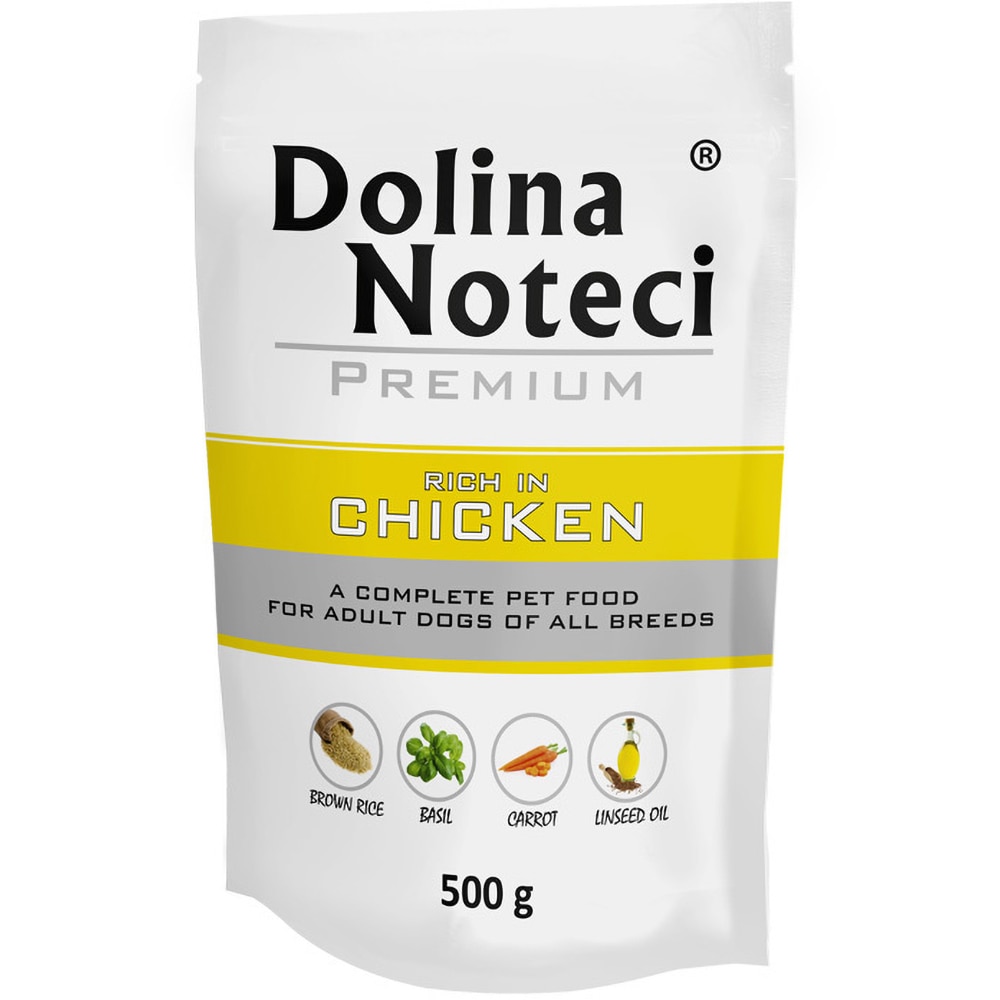 Hrana umeda pentru caini DOLINA NOTECI Premium, Adult, Pui, 10 x 500 g