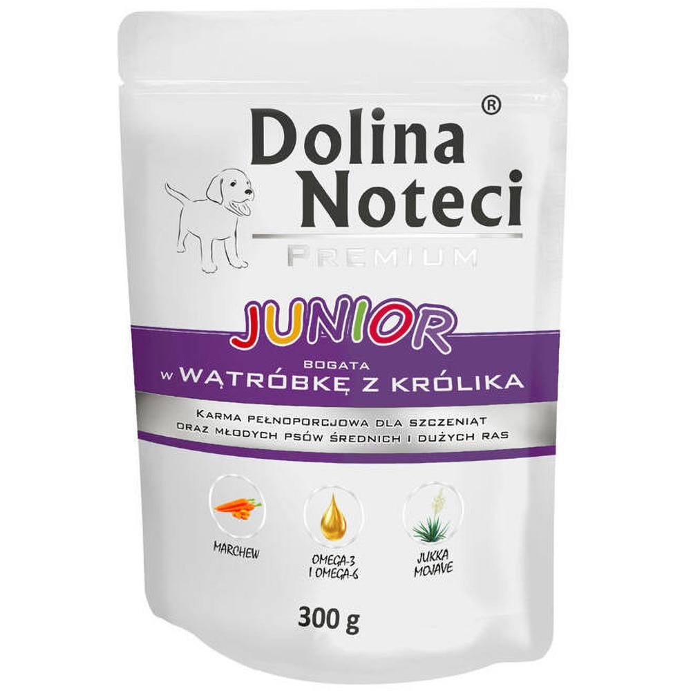 Hrana umeda pentru caini DOLINA NOTECI Premium, Junior, Iepure, 10 x 300 g