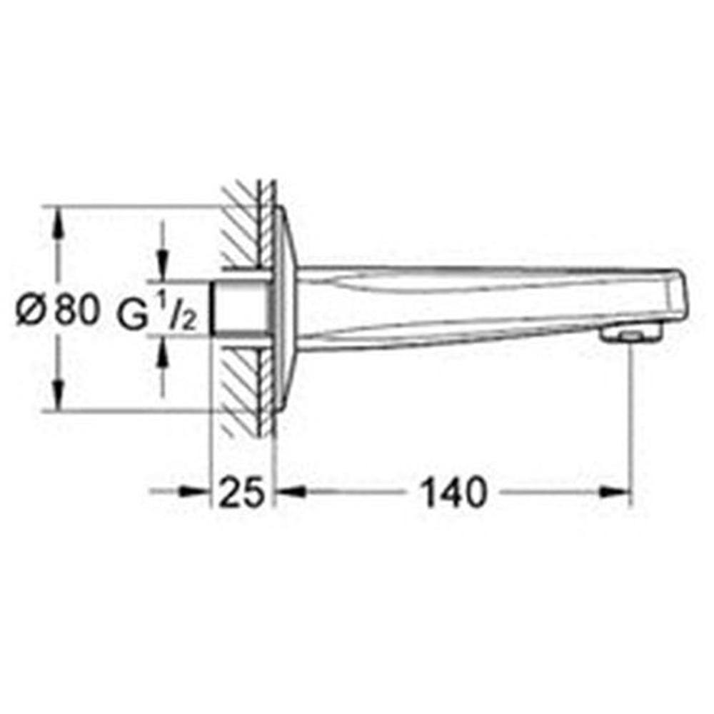 Pipa cada GROHE BauContemporary 13252000, 1/2", 140 mm, crom