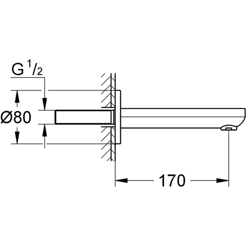 Pipa cada GROHE Eurosmart Cosmopolitan 13261000, 1/2", 170 mm, crom