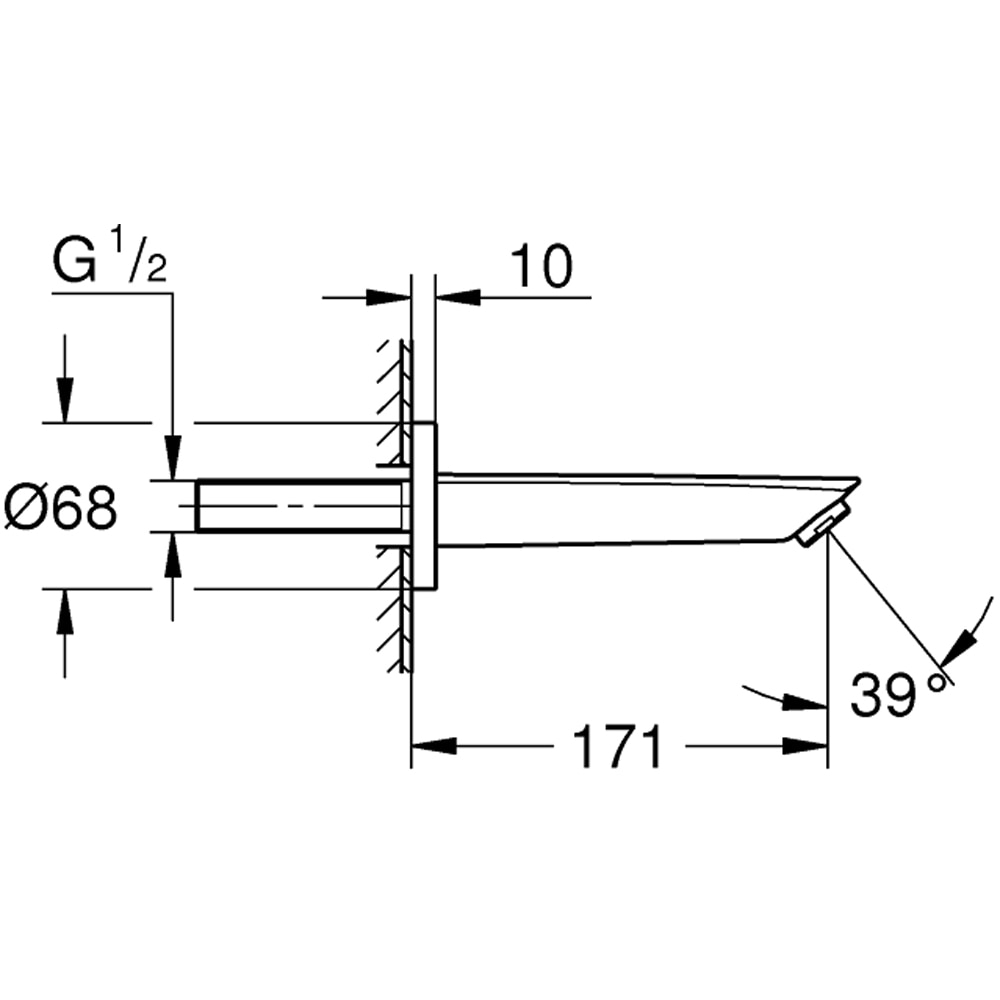 Pipa cada GROHE Eurosmart 13448003, 1/2", 171 mm, crom