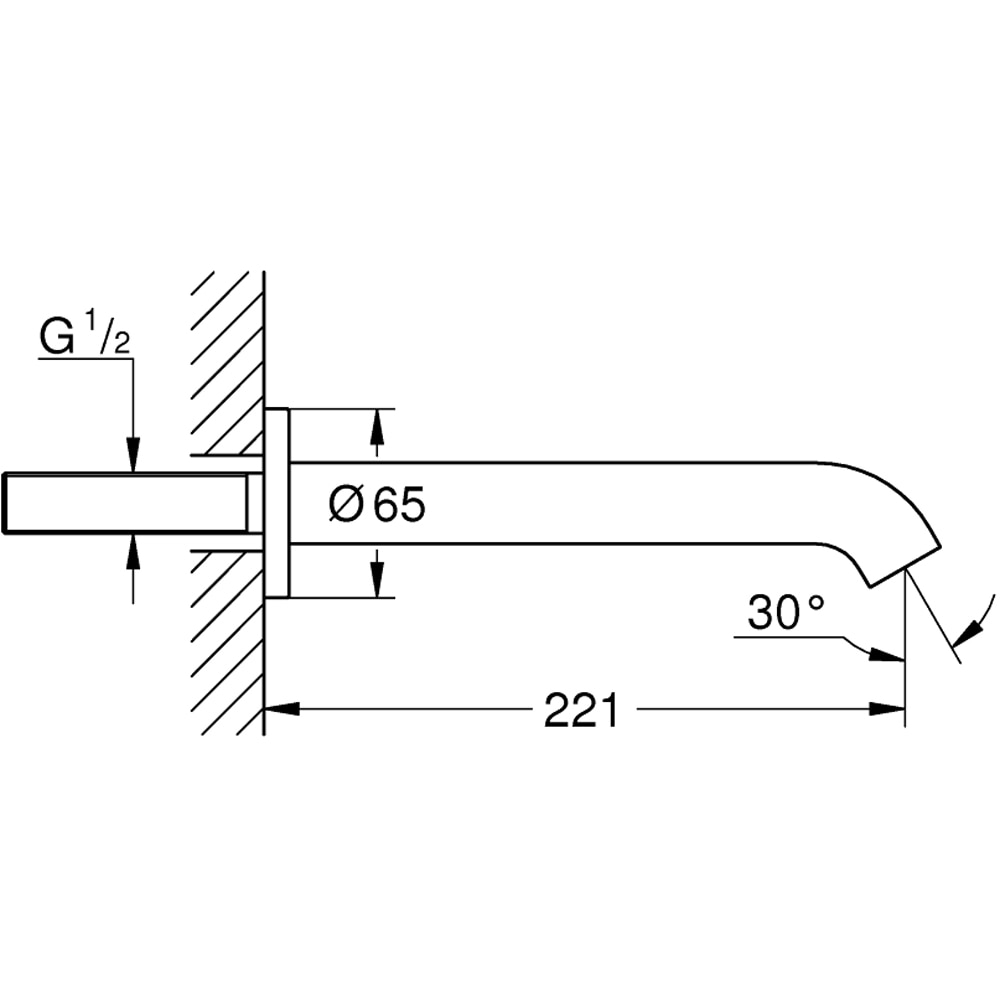 Pipa cada GROHE Essence 13449GL1, 1/2", 221 mm, aerator, auriu