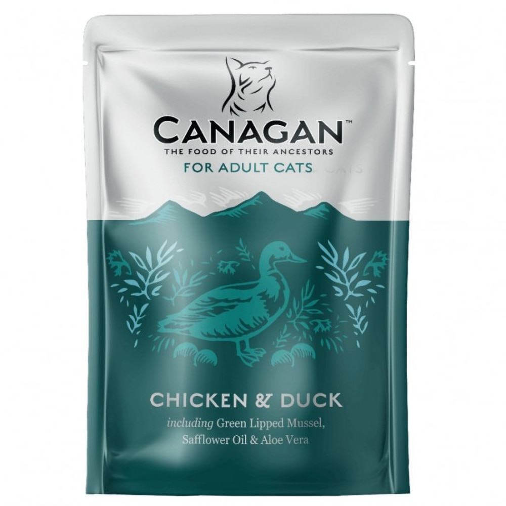 Hrana umeda pentru pisici CANAGAN, Adult, Pui si Rata, 8 x 85 g